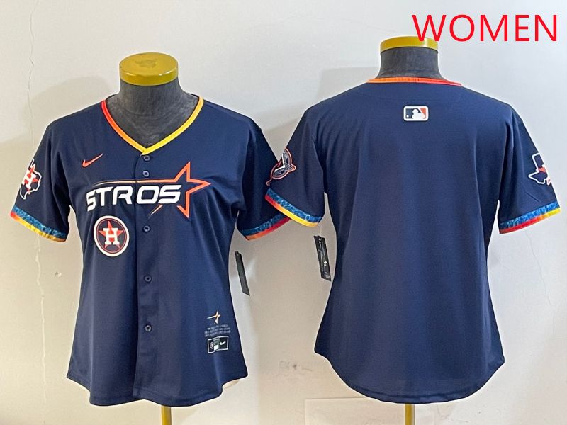 Women Houston Astros Blank Drak Blue Fourth generation Joint Name 2025 Nike MLB Jersey style 3->women mlb jersey->Women Jersey
